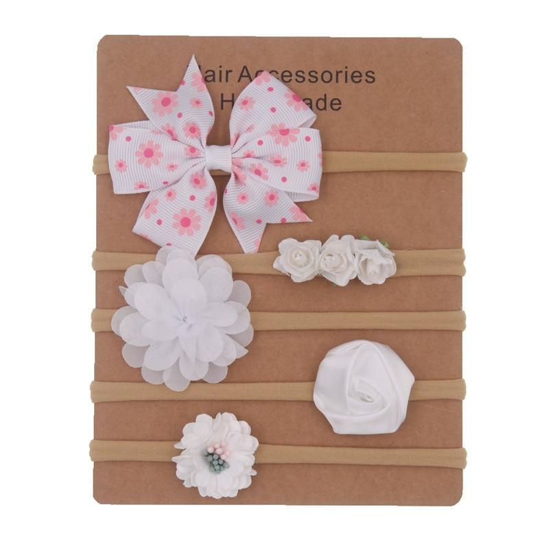 Handmade Set Baby Headband Solid Knot Flower Hair Bow Kids Nylon Elastic Soft Hair Bands Handmade For Girls Hair Accessories