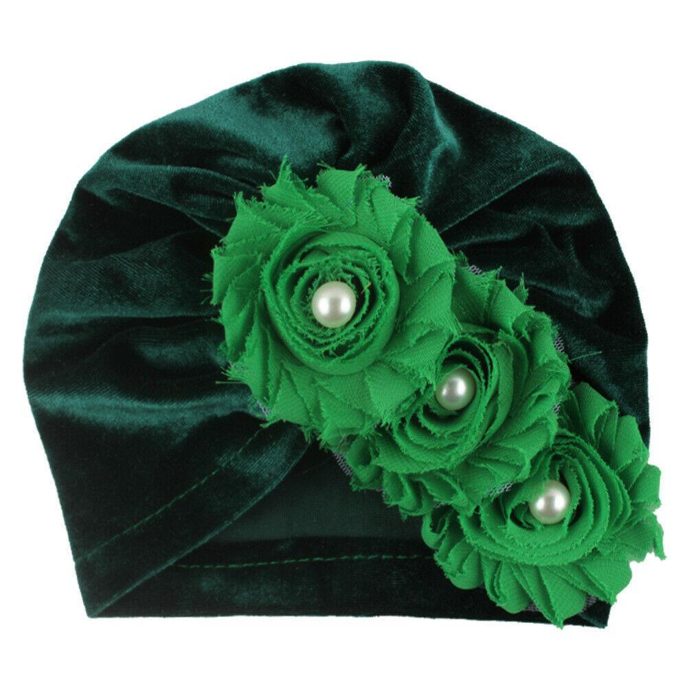 Handmade Baby Accessories Newborn Kids Baby Boy Girl Indian Turban Twist Knot Beanie Hat Pearl Flower Style