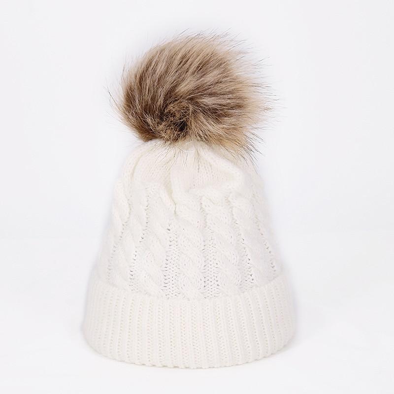 Winter Warm Baby Hat Fur Pompom Knitted Baby Hat Cap Infant Toddler Kids Hat Beanie In Modern Designer Style