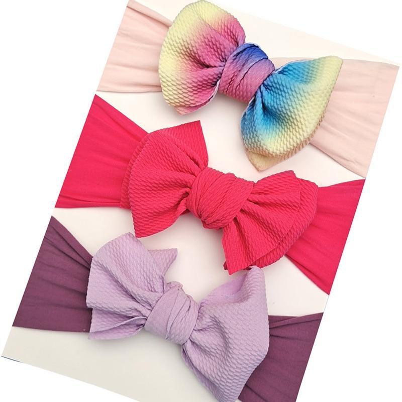 Modern 3PCS Set Floral Bows Baby Headband Dot Bowknot Cotton Hair Band Girls Hair Accessories For Girls