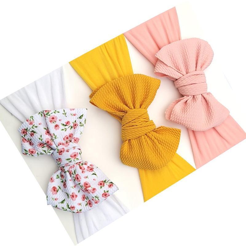 Modern 3PCS Set Floral Bows Baby Headband Dot Bowknot Cotton Hair Band Girls Hair Accessories For Girls