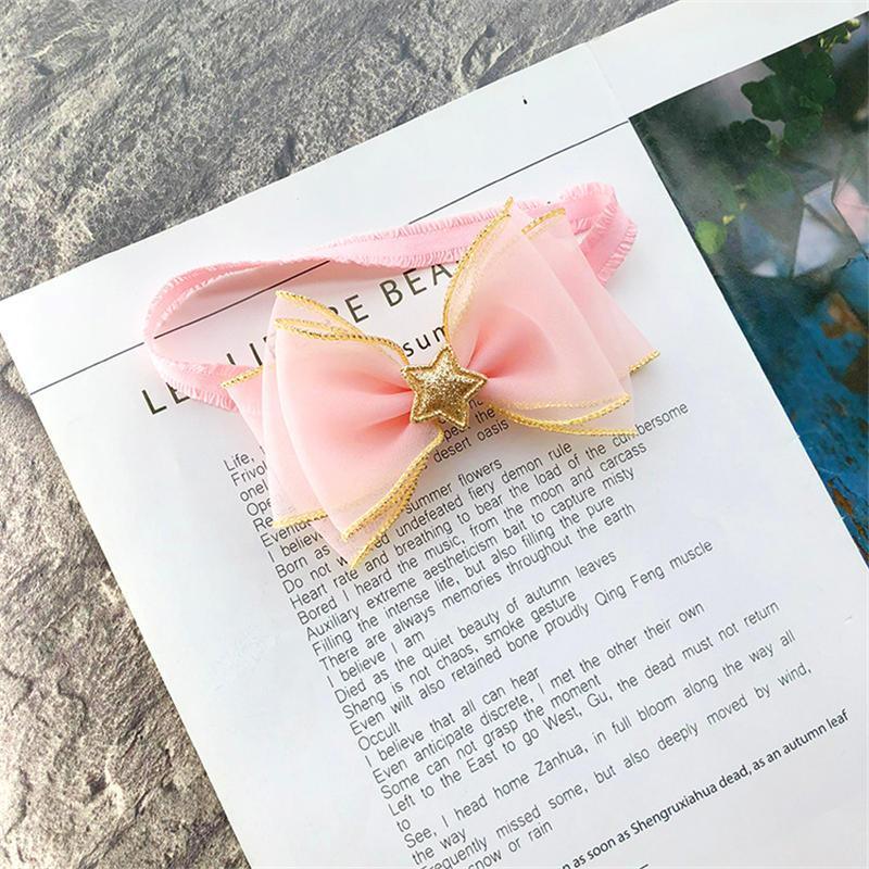 Luxury Modern Pearl Handmade Baby Girls Bowknot Crown Headband Lace Elastic Hair Band Bow For Girls Baby
