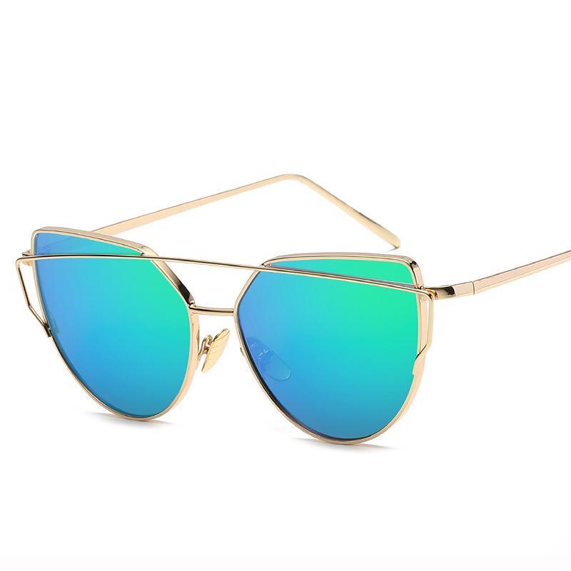 NEW  Stevvex Designer Cat eye Sunglasses For Women and Ladies in Vintage Metal Reflective Glasse Mirror Retro Oculos De Sol Gafas Style With UV 400 Protection