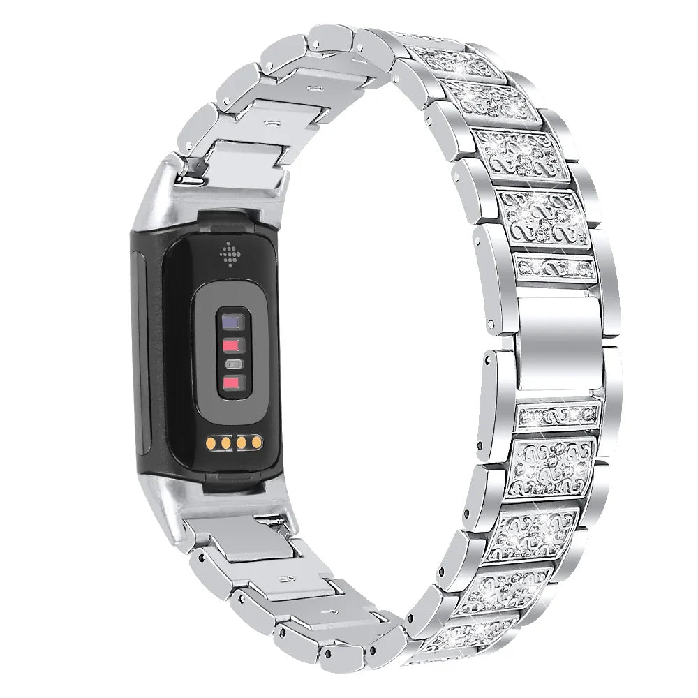 Fitbit Charge 6, 5, 4, 3 Metallband Luxus Strass-Armband