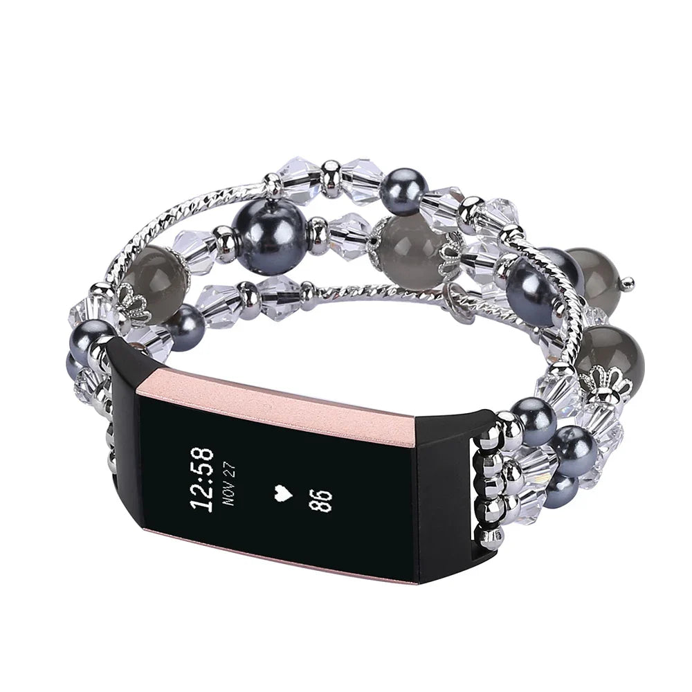 Bracelet perlé mode pour Fitbit Charge 6, 5, 4, 3