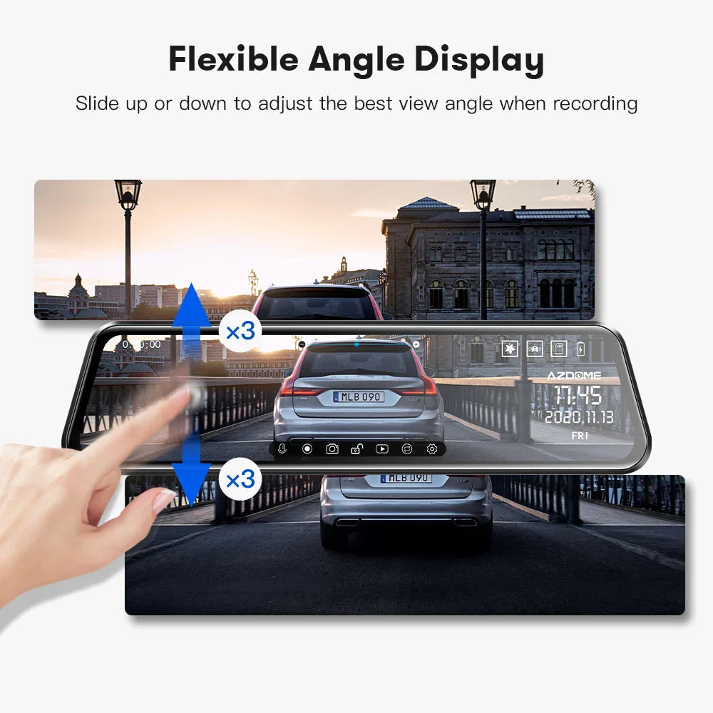 AZDOME PG17 12" WiFi Mirror Dash Cam 4K Dual Camera