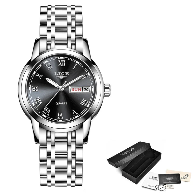 Women's Two Tone Stainless Steel Bracelet Watch Slim