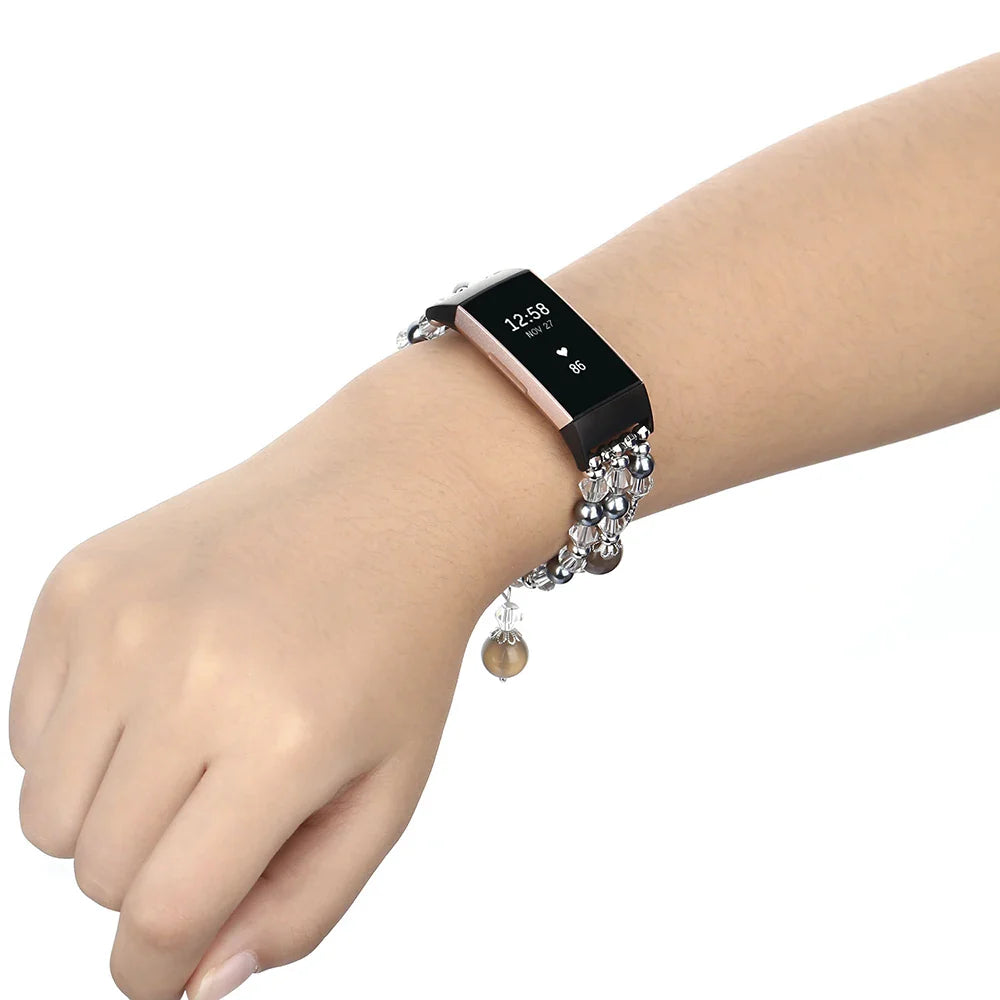 Bracelet perlé mode pour Fitbit Charge 6, 5, 4, 3