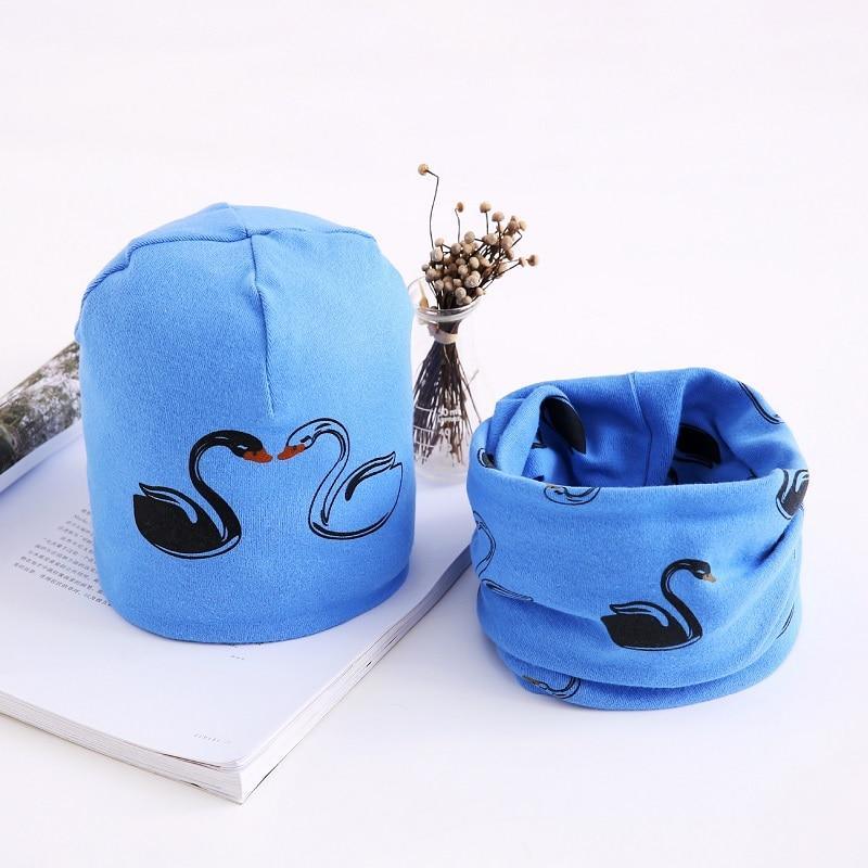 Star Print Cotton Hat And Scarf  Baby Beanie Kids Caps Children's Accessories For Boys and Girls