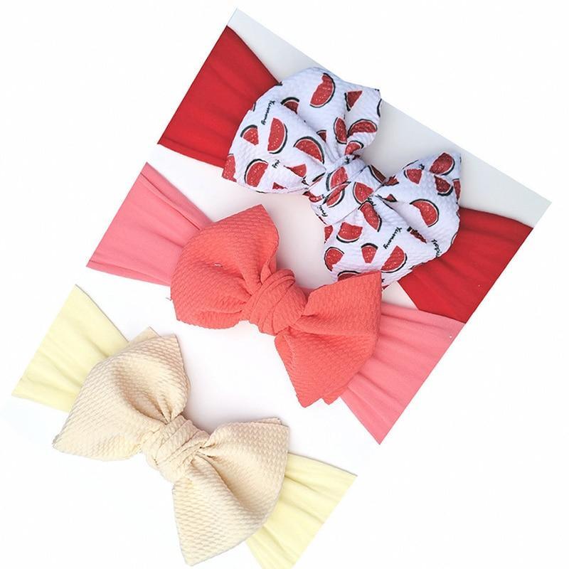 Modern 3PCS Set Floral Bows Baby Headband Dot Bowknot Cotton Hair Band Girls Hair Accessories For Girls