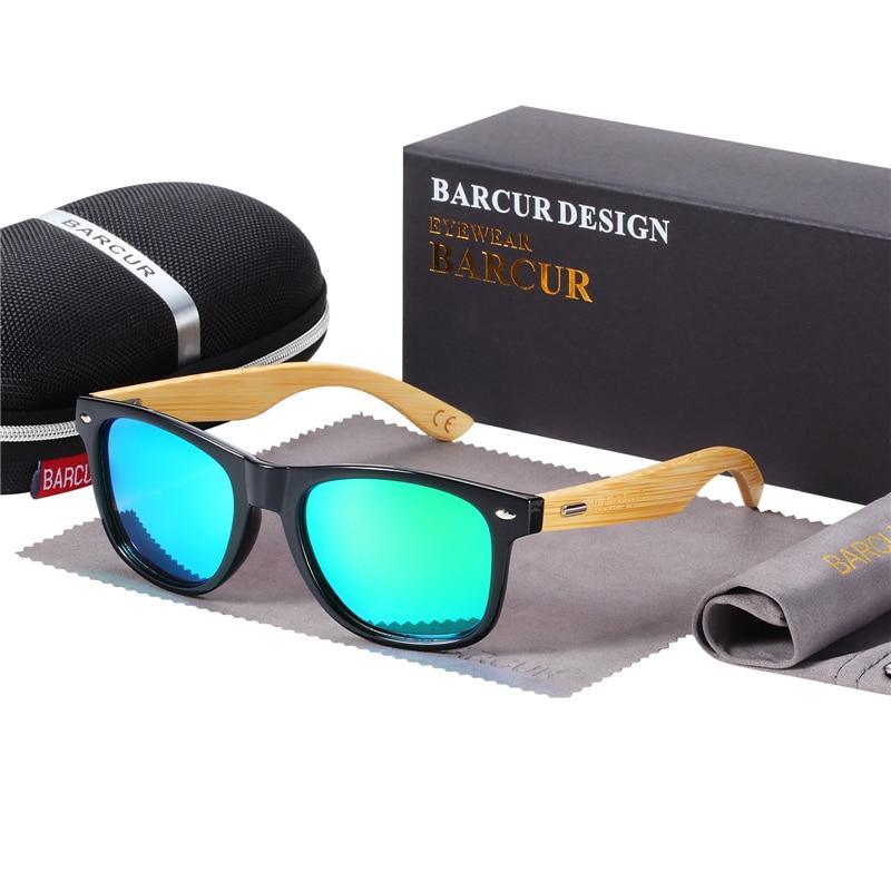 STEVVEX Bamboo Shades Dark Sunglasses Square Night Glasses Polarized Wood Handmade Eyewear For Women and Men With UV400 Protection