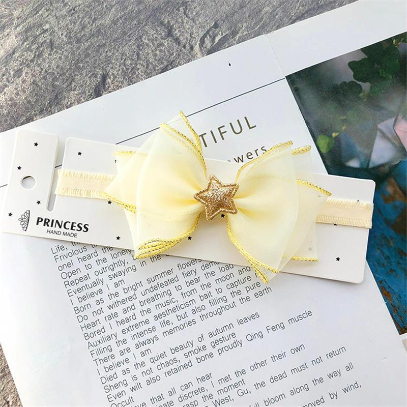 Luxury Modern Pearl Handmade Baby Girls Bowknot Crown Headband Lace Elastic Hair Band Bow For Girls Baby