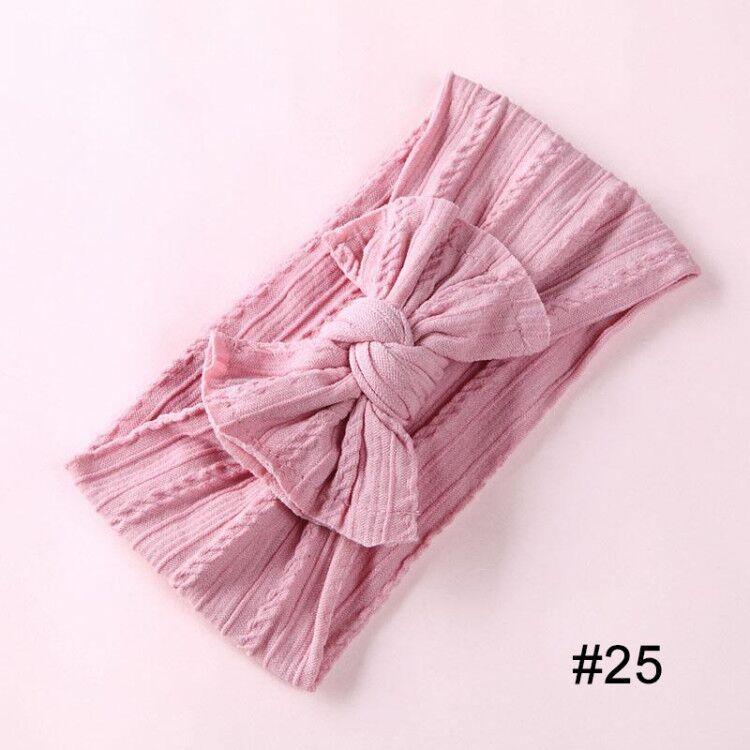 Modern Braid Nylon Bow Knot Solid Wide Nylon Headbands Turban Baby Girls Head Wrap For Girls