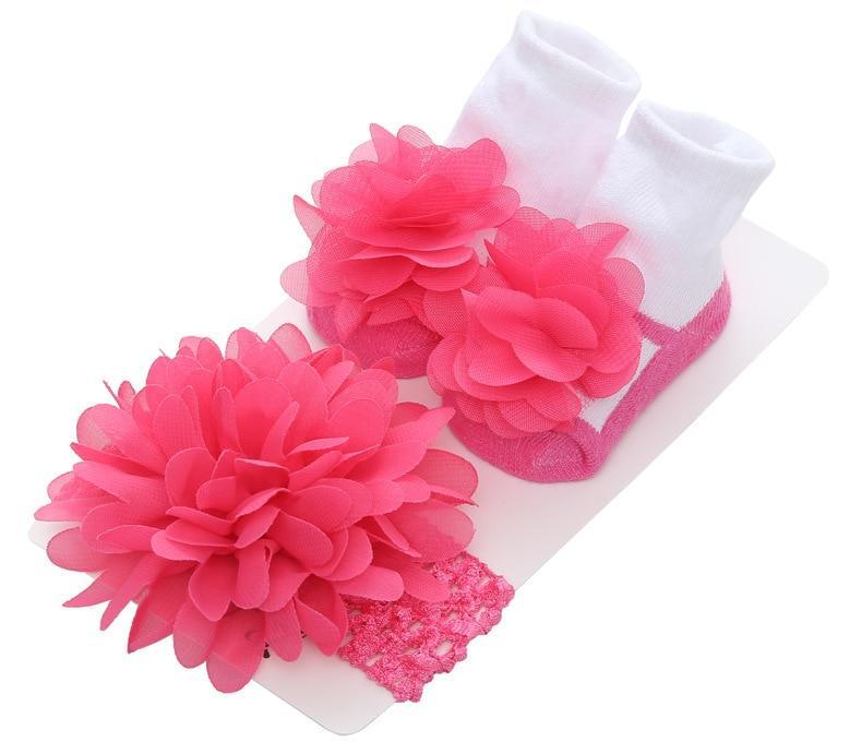 Baby Newborn Solid Color Lace Baby Bowknot Socks & Princess Cute Baby Socks Hair Band Set FOr Girls Baby In Modern Design