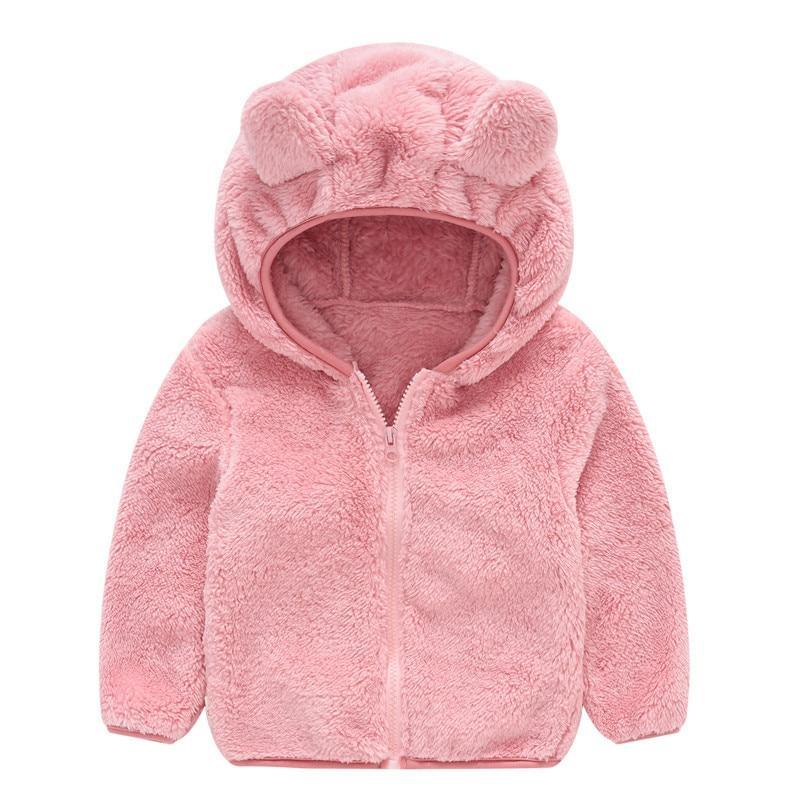 Modern Winter Fleece Children's Sweater Boys and Girls Hoodie Jacket Warm Baby Coat  With Bear Ears