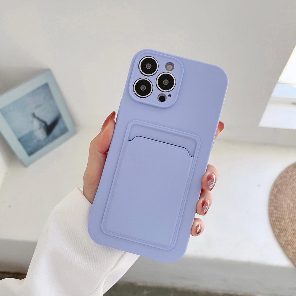 Soft Silicone Card Phone Case for IPhone 13  12 Pro Max Shockproof Protector Cover for IPhone 14 Plus Cases Heavy Duty Solid Slim Lightweight Anti-Shock Cover for iPhone
