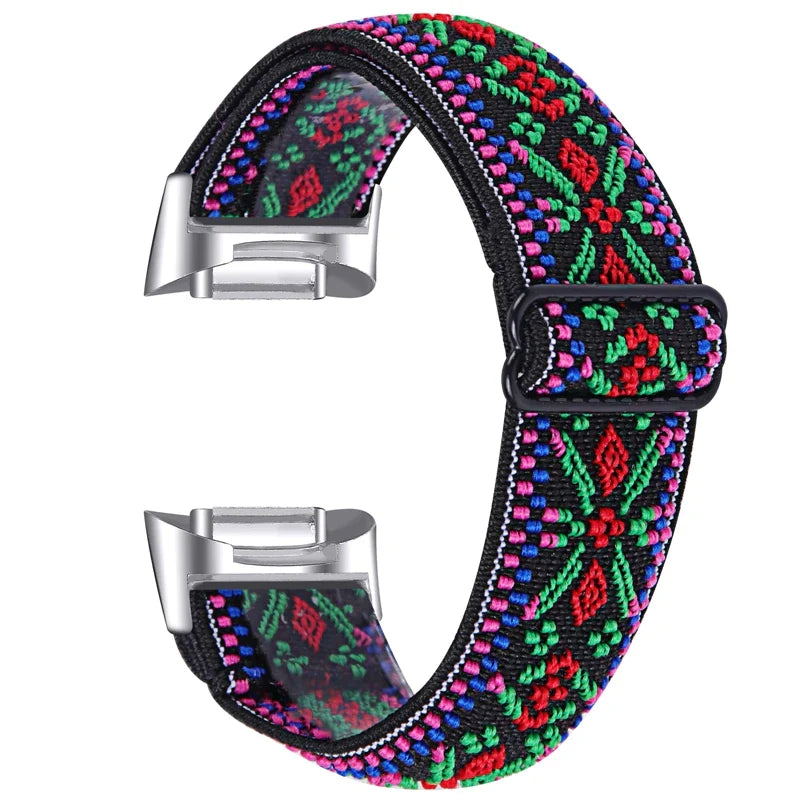 Fitbit Charge 6 5 Nylonarmband – Elastisches Sport-Stoff-Design