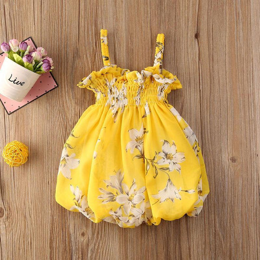 Luxury Modern Colorful Floral Design Toddler Baby Girl Summer Floral Print Sleeveless Dress FOr Baby Girls