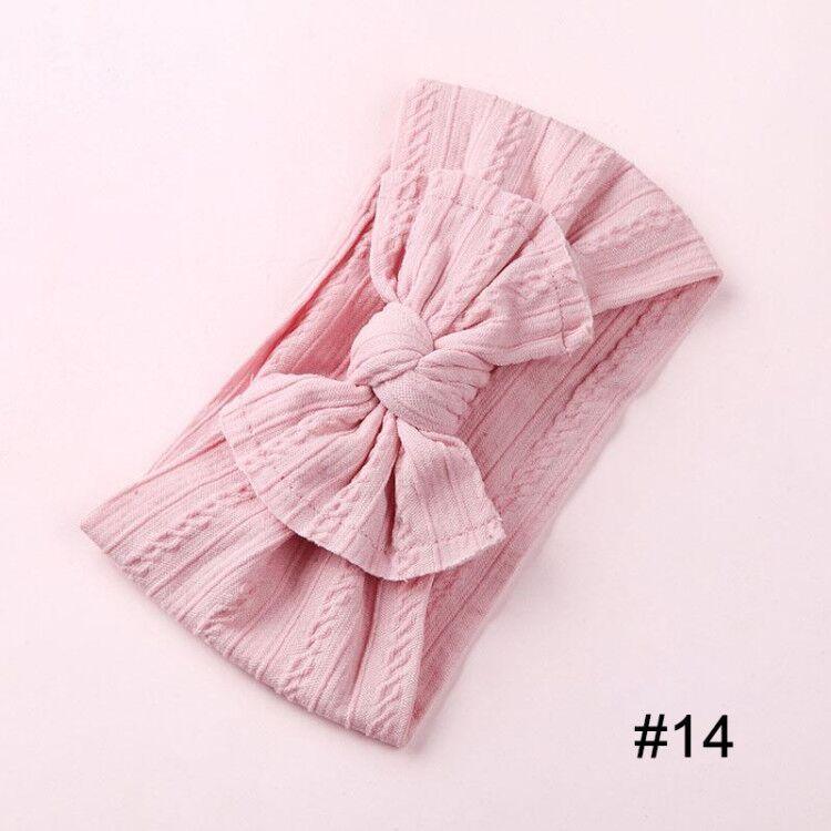 Modern Braid Nylon Bow Knot Solid Wide Nylon Headbands Turban Baby Girls Head Wrap For Girls