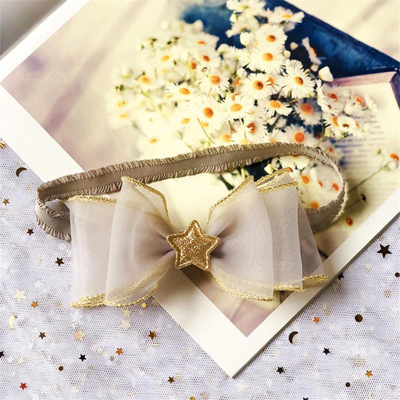 Luxury Modern Pearl Handmade Baby Girls Bowknot Crown Headband Lace Elastic Hair Band Bow For Girls Baby