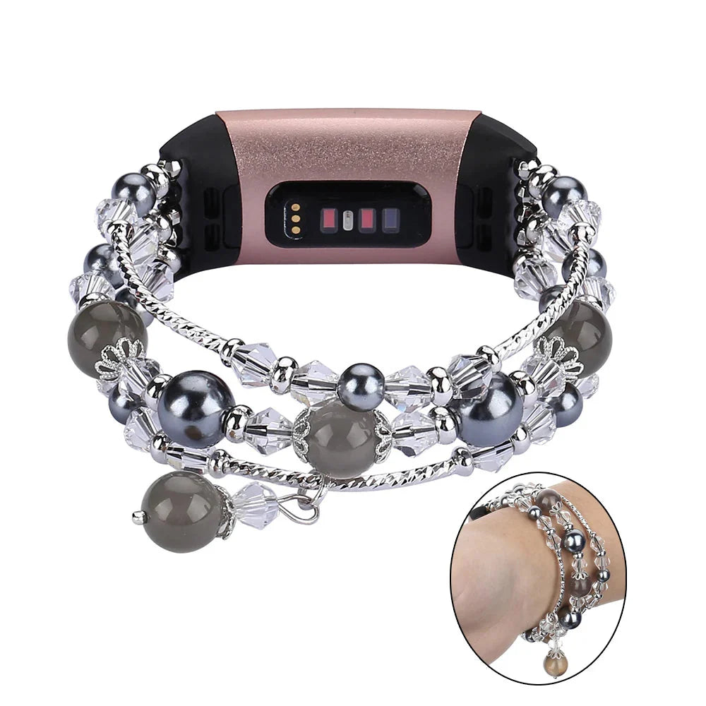 Bracelet perlé mode pour Fitbit Charge 6, 5, 4, 3