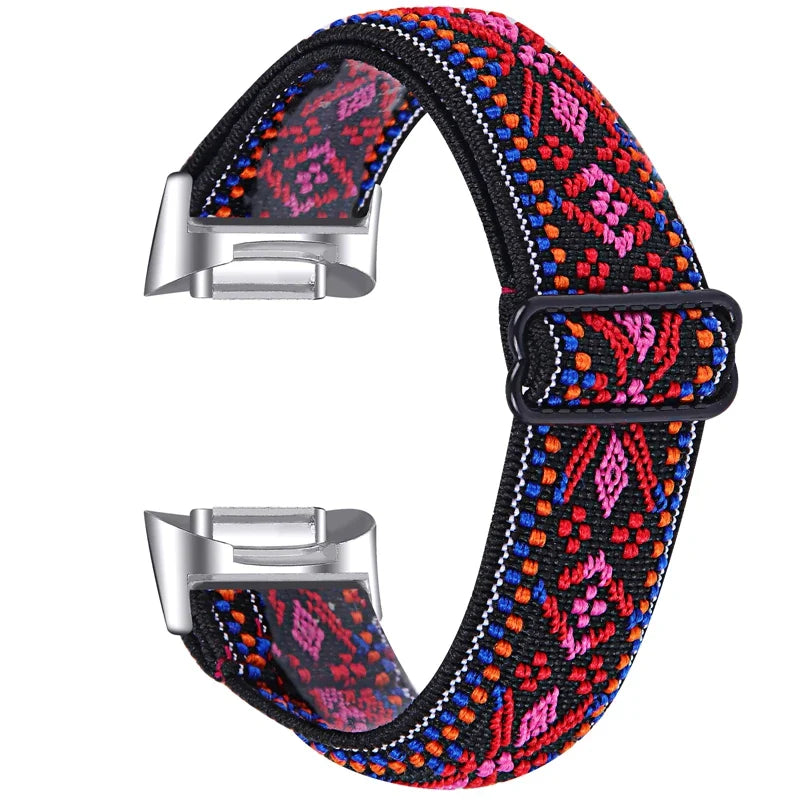 Fitbit Charge 6 5 Nylonarmband – Elastisches Sport-Stoff-Design
