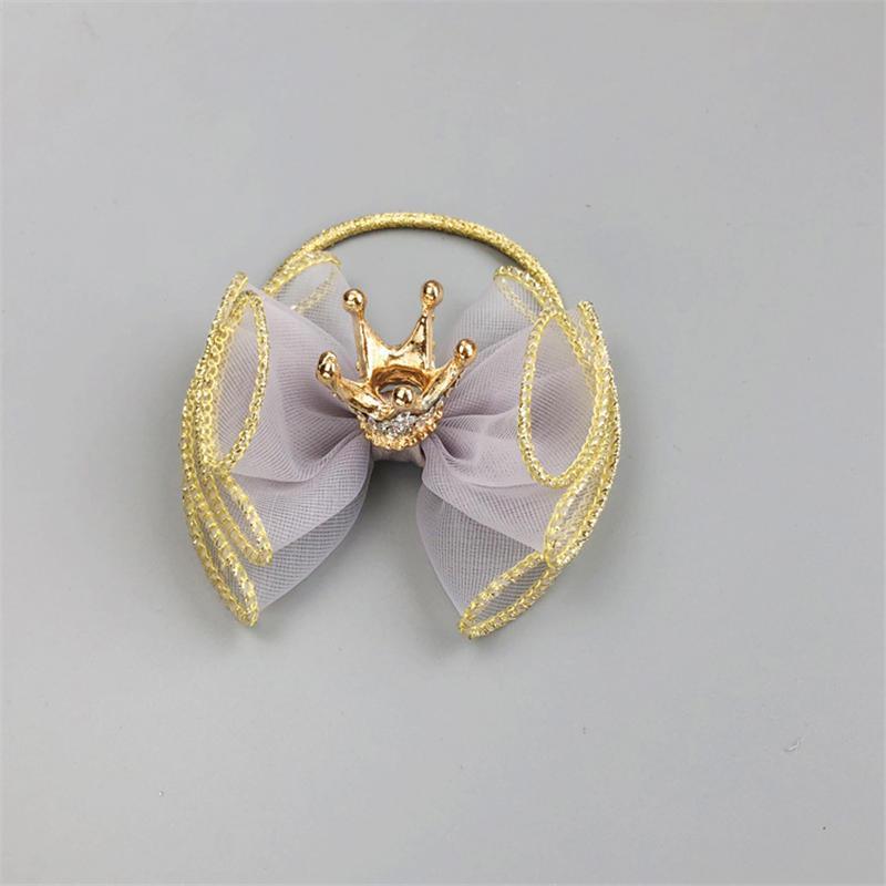 Luxury Modern Pearl Handmade Baby Girls Bowknot Crown Headband Lace Elastic Hair Band Bow For Girls Baby