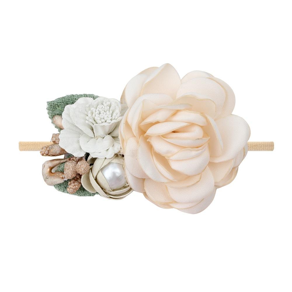 Handmade Luxury Pearl Baby Headbands Bundle Nylon Elastic  Newborn Hair Accessories for Girls Kids