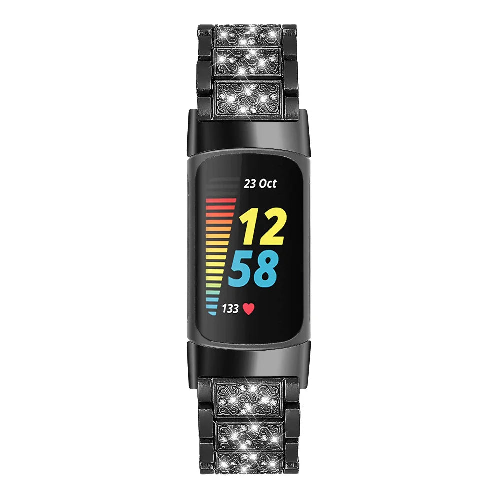Fitbit Charge 6, 5, 4, 3 Metallband Luxus Strass-Armband