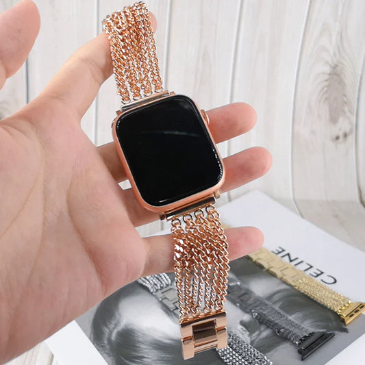 Bracelet en maillons de chaîne en acier inoxydable pour Apple Watch