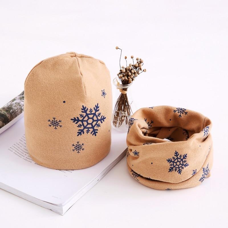 Star Print Cotton Hat And Scarf  Baby Beanie Kids Caps Children's Accessories For Boys and Girls