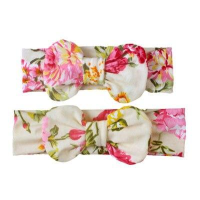 Mother & Baby Headband for Girl Bow Hairband Floral Elastic Hair Bands Parent-Child Turban Hair Accessories Bow For Mother and daughter