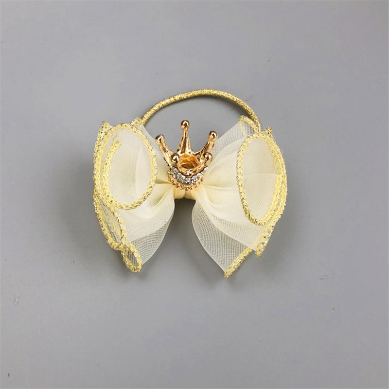 Luxury Modern Pearl Handmade Baby Girls Bowknot Crown Headband Lace Elastic Hair Band Bow For Girls Baby