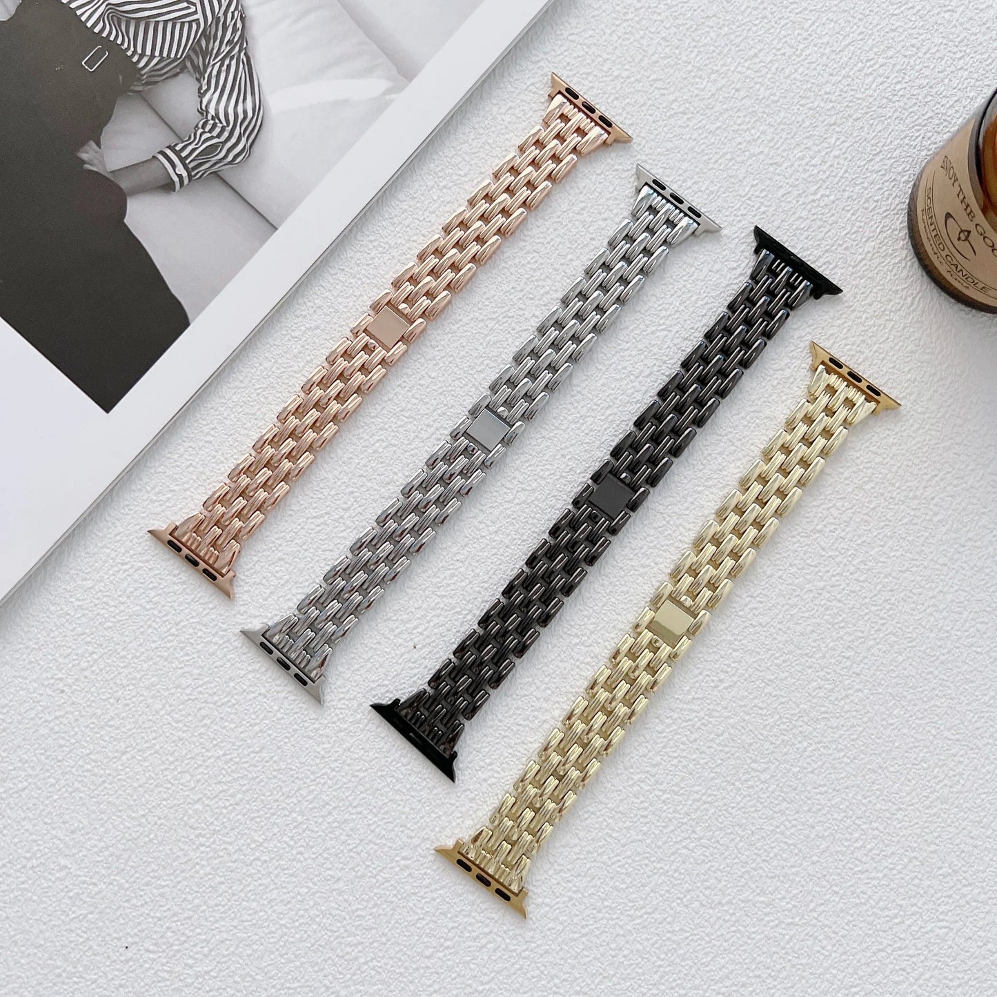 Apple Watch Stainless Steel Band - Luxury Diamond Design