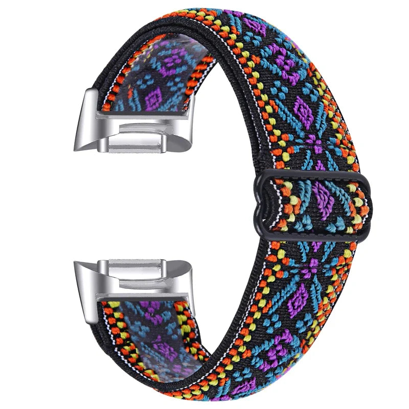 Fitbit Charge 6 5 Nylonarmband – Elastisches Sport-Stoff-Design