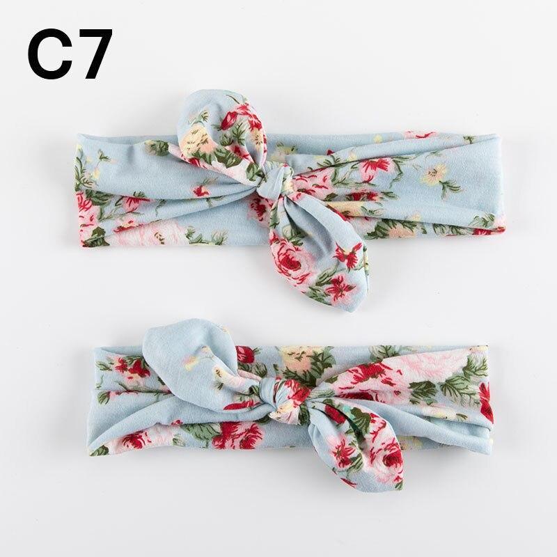 Modern  Mother & Baby Headbands Kids Girl Bow With Rabbit ear Print Floral Hair Bands Parent-Child Hair Accessories