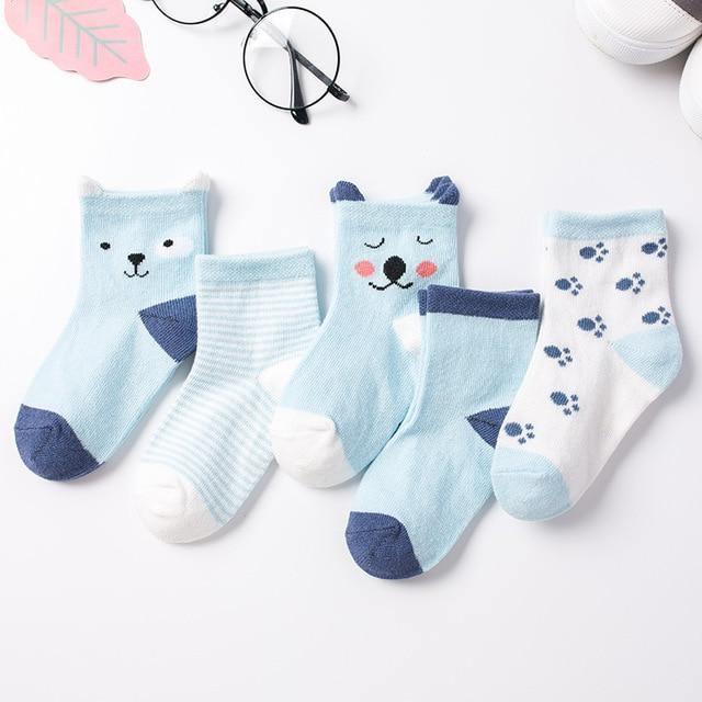 Luxury Modern 5pair Socks Set Kids Soft Cotton Socks Baby Cute Cartoon Warm Dots Fashion Sport Socks For Firls and Boys Kids