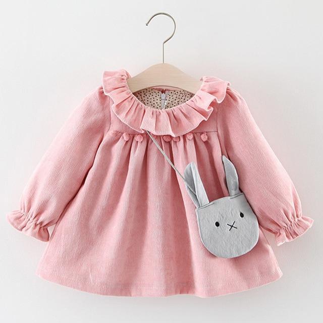 Newborn Baby Girl Cartoon Dress With Bag Infant Clothing Toddler Dress In elegant Design Made for Kids