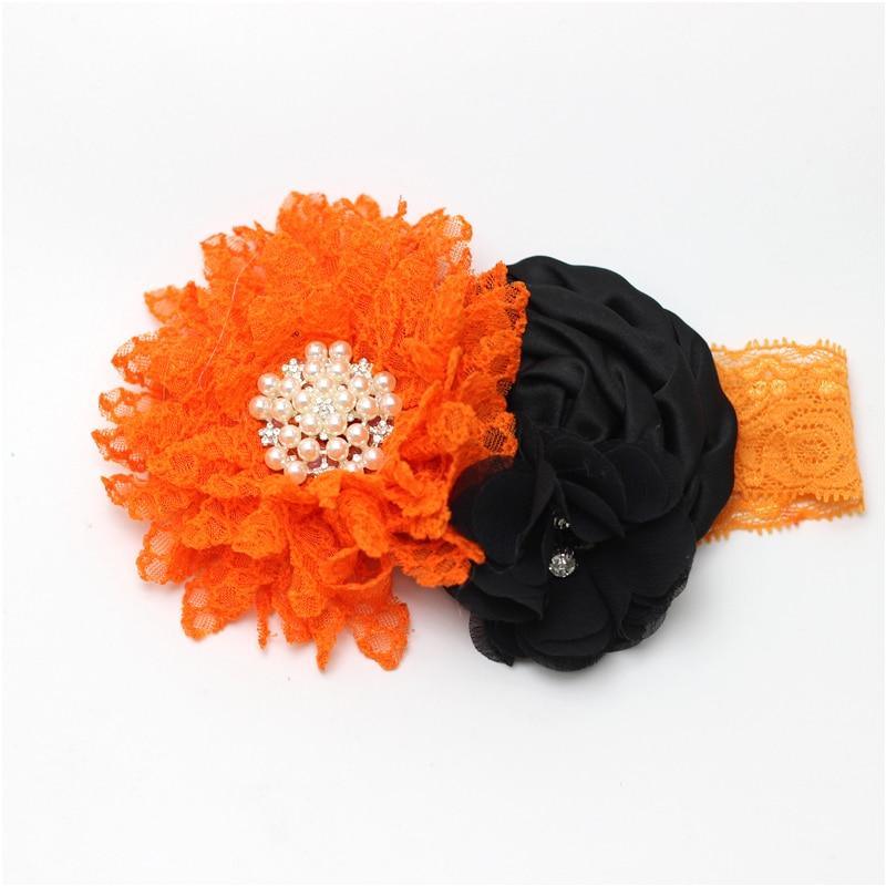 Luxury Modern Handmade Flower Headband Newborn Infant Pearl Flowers With Lace wide Headbands Bebes Hair Accessories Bow