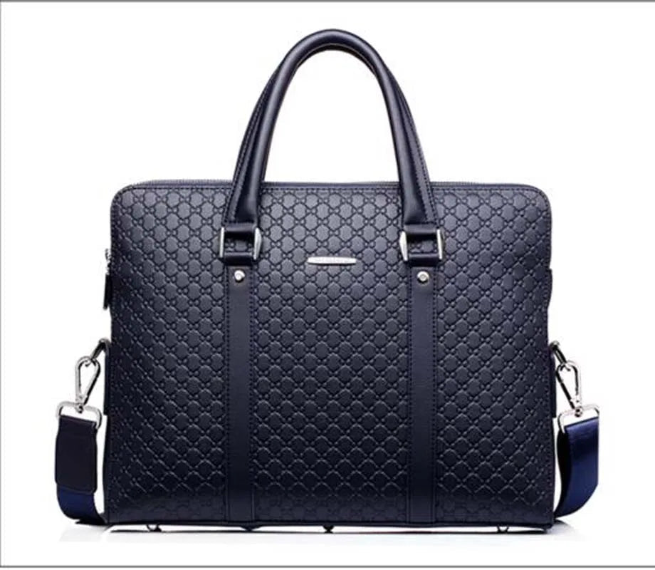 Leather Fashion Business Briefcase – Unisex, 14-Inch, Zipper Closure