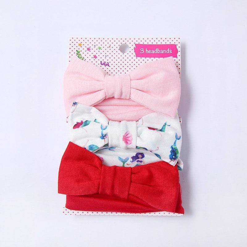 Modern 3PCS Set Floral Bows Baby Headband Dot Bowknot Cotton Hair Band Girls Hair Accessories For Girls
