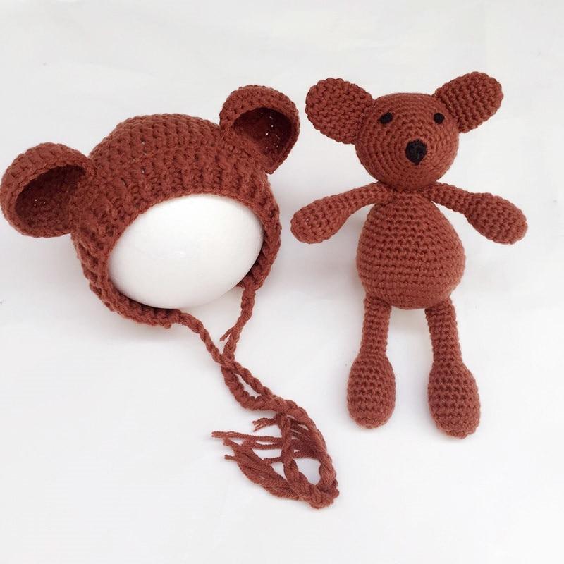 Modern Baby Cap Deer Design Handmade Crochet Deer Costume Set Knitted Hats And Toy For Girls and Boys Kids