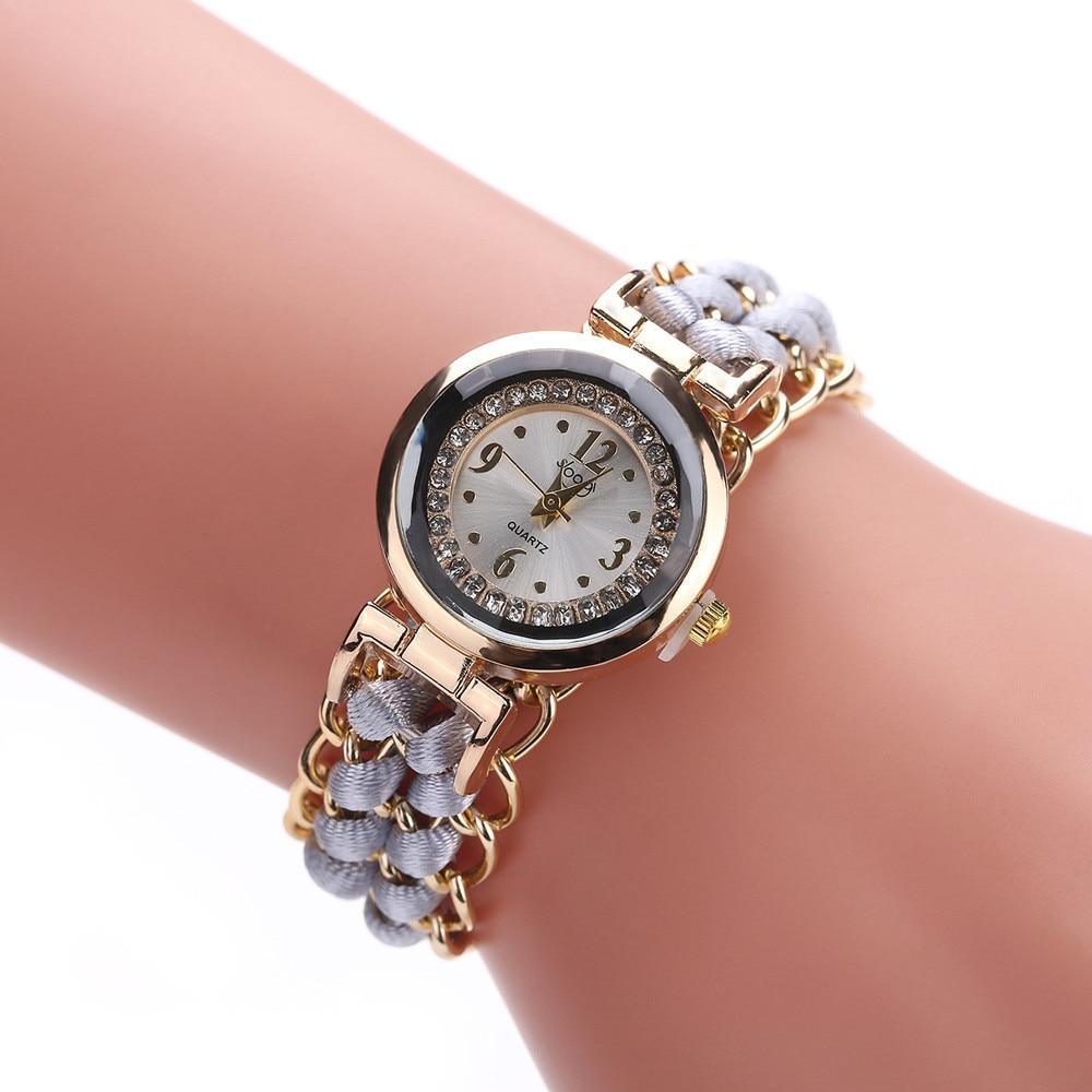 Women Handmade Bracelet Watches Rope Beads Knitting Adjustable Wristwatches Gift For Women and Lady and Girls