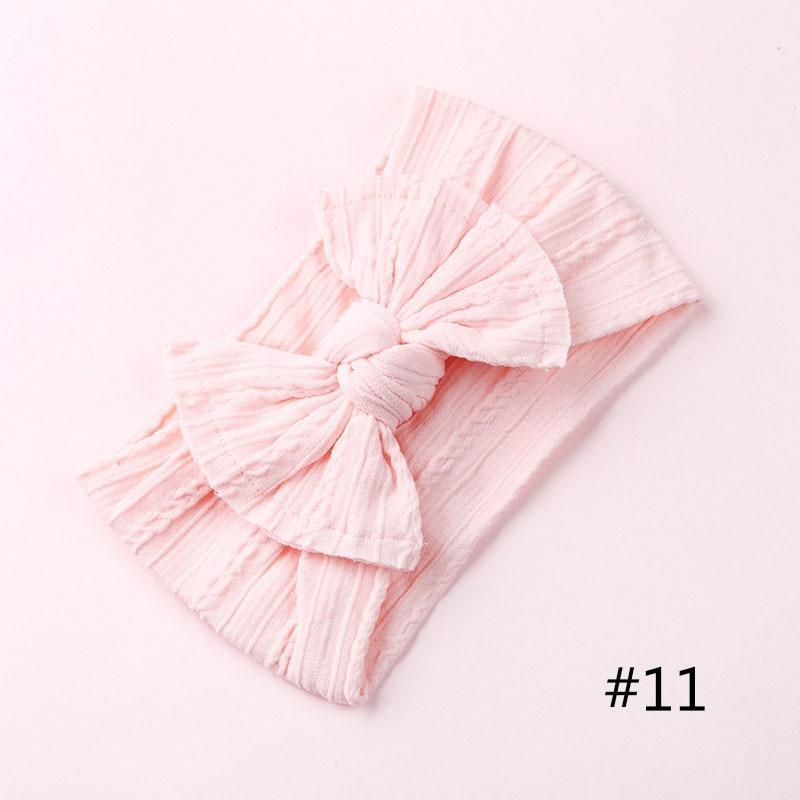 Modern Braid Nylon Bow Knot Solid Wide Nylon Headbands Turban Baby Girls Head Wrap For Girls