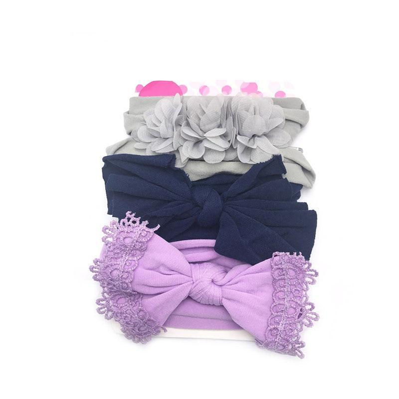 Modern 3PCS Set Floral Bows Baby Headband Dot Bowknot Cotton Hair Band Girls Hair Accessories For Girls