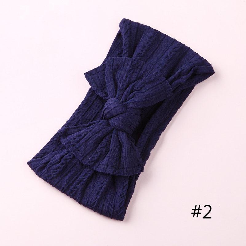 Modern Braid Nylon Bow Knot Solid Wide Nylon Headbands Turban Baby Girls Head Wrap For Girls
