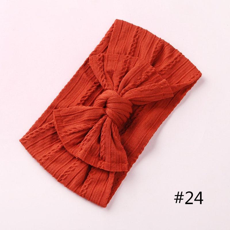 Modern Braid Nylon Bow Knot Solid Wide Nylon Headbands Turban Baby Girls Head Wrap For Girls