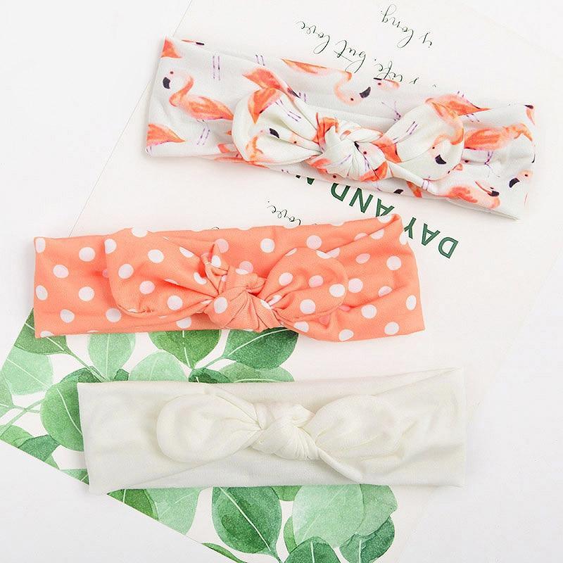 Modern 3PCS Set Floral Bows Baby Headband Dot Bowknot Cotton Hair Band Girls Hair Accessories For Girls