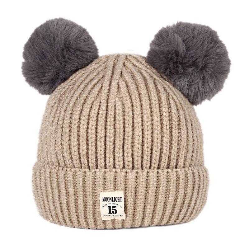 Modern Trend New Baby Beanies Hats Children Knitted Pompom Winter Autumn Cute Cap  Warm Girl Hat With Two Balls