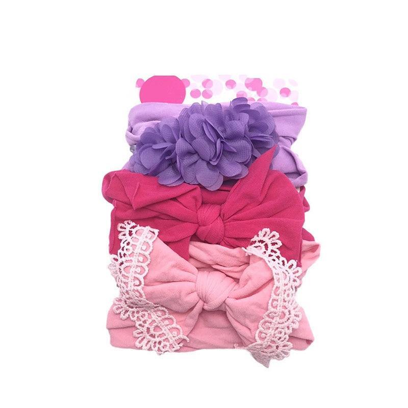 Modern 3PCS Set Floral Bows Baby Headband Dot Bowknot Cotton Hair Band Girls Hair Accessories For Girls